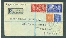 Lettre Recommandée 3 Mai 1951 Affranchie N°251/ 52 + 260/ 61, 1er Jour D´utilisation, Pour France Avec Arrivée - Covers & Documents
