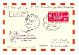 DDR YVERT N° 393 OBL TÀD BERLIN PAR VOL HAMBURG STOKHOLM 20-4-1959 - Covers & Documents