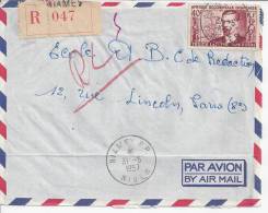 NIGER-  1957  -  LETTRE DE NIAMEY , EN RECOMMANDE , A DESTINATION DE PARIS - - Storia Postale