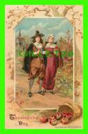 THANKSGIVING DAY - COUPLE, APPLES - DESIGN, 1910 BY A VON BEUST - SERIES No 131 - WRITTEN - EMBOSSED - - Thanksgiving