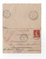 Entier Postal De 1909, Carte Lettre Affranchie à 0.10,  Cachet A2, Et B4 Tireté, Bureau De DistributioCalvados (14) - Cartoline-lettere