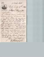 1/2  Entête  -  08/007/1884  -  CORK  (  Irlande ) -  W.T.  HUNGERFORD  -  Thé,  Vins  - - Reino Unido