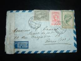 LETTRE PAR AVION POUR FRANCE TP 100 + 500 + 1000 OBL. 21 IX 50 + CONTROLE DE CHANGE + CACHET 19 - Storia Postale