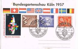 0597. Tarjeta KOLN (Alemania) 1957. BERLIN Stamp. Label, Cinderella - Covers & Documents