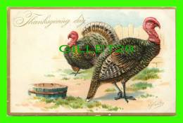 THANKSGIVING DAY - TURKEYS - TRAVEL IN 1908 - RAPHAEL TUCK & SONS - SERIES No 123 - EMBOSSED - - Thanksgiving