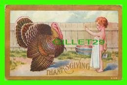 THANKSGIVING - LITTLE BOY CALING A TURKEY WITH AN AXE - TRAVEL IN 1911 - - Thanksgiving