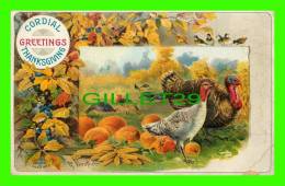 CORDIAL GREETINGS THANKSGIVING - TURKEYS - R. VEENTLIET - S. GASRRE, 1909 - TRAVEL IN 1909 - - Giorno Del Ringraziamento