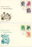 Poland FDC 22-1-1974 Complete Set Of 6 Flowers On 2 Covers With Nice Cachet - FDC