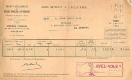 FACTURE LETTRE : BORDEAUX BEGLES BOUSCAT ABONNEMENT A L'ECLAIRAGE . 1938. SUPERBE PUBLICITE POUR L'EAU COURANTE . - Electricity & Gas