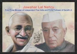 India  2012  Ahimsapex  Gandhi And  J.L. Nehru FDI STamped Card  # 44124 - Mahatma Gandhi