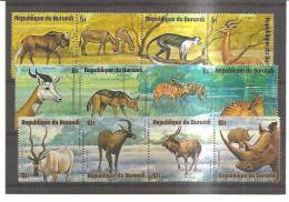 61368)n°48 Valori Burundi In Striscette Da 4 Elementi - Animali - Nc. 645/668 - 368/91 - Colecciones
