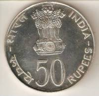 MONEDA DE PLATA DE LA INDIA DE 50 RUPEES DEL AÑO 1974  (COIN) SILVER,ARGENT. - Inde