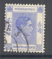 HONG KONG, 1938 25c Blue Very Fine Used - Oblitérés