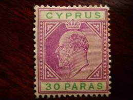 CYPRUS 1903 EDWARD VII THIRTY PARAS MAUVE & GREEN UNUSED - Chypre (...-1960)