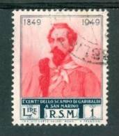 1952 San Marino 1l.Garibaldi Filigrana Ruota III -2 Scans - Variétés Et Curiosités