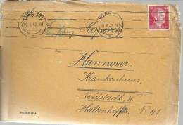 ALEMANIA AUSTRIA REICH SELLO HITLER MAT WIEN 1942 A HANNOVER - Brieven En Documenten