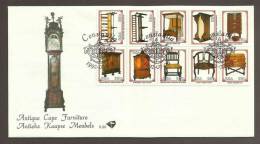 South Africa FDC -1992 - Antique Cape Furniture - Setenant Block Of 10 - Clocks