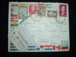 LR POUR FRANCE TP 2P + 1P + 50C + 20C + 10C OBL. 28 DIC 54 E.R.V.1° BUENOS AIRES + DRAPEAUX + JOUR DE L'AN 1955 - Briefe U. Dokumente