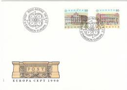 EUROPA CEPT SVIZZERA - HELVETIA 1990 - EDIFICI POSTALI - Covers & Documents