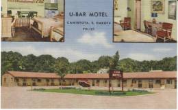 Canistota SD South Dakota, U-Bar Motel Lodging, Interior Views Decor, C1940s/50s Vintage Linen Postcard - Other & Unclassified