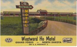 Grand Forks ND North Dakota, Westward Ho Motel Lodging, C1950s Vintage Curteich Linen Postcard - Grand Forks