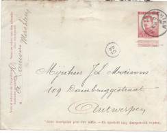 Enveloppe Entier Postal Albert Ier Pour Anvers. Oblitération Merchten 5/2/1914 - Enveloppes