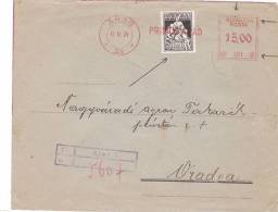 VERY RARE REVENUE STAMPS, SOCIAL ASSISTANCE,ON REGISTRED COVER,METERMARK 15 LEI,1929,ROMANIA - Covers & Documents