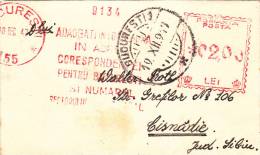 VERY RARE LILIPUT COVER, AFTER MONETARY REFORM,METERMARK 2.00 LEI,1947,DECEMBER,ROMANIA - Machines à Affranchir (EMA)