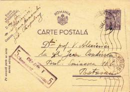 POST CARD , ENTIER POSTAUX , STATIONERY , VERY RARE REGISTRED, CAMPULUNG,BUCOVINA ,1943,ROMANIA - Cartas & Documentos