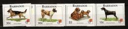 Barbade Barbados 1997 N° 956 / 9 ** Hong Kong, Chiens, Doberman, Berger Allemand, Akita Japonais, Setter Irlandais - Barbades (1966-...)