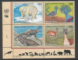 UN Geneva 1997 Michel # 305-308, Block Of 4 Stamps With Lable In Lower Left Corner , MNH - Blokken & Velletjes