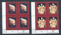 UN Geneva 1997 Michel # 331-322, 2 Blocks Of 4 Stamps With Lable In Lower Left Corner , MNH - Blokken & Velletjes