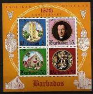 Barbade Barbados 1975 N° BF 6 ** Diocèse Anglican, Cathédrale Saint-Michel, Evêque, Coleridge, Vitraux, Eglise, Mitre - Barbados (1966-...)