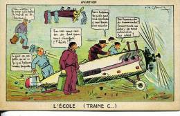 N°26151 -cpa Illustrateur -aviation -l´école (traine C..)- - Aviateurs