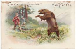 CHROMO Chocolat Van Houten Chasse à L'ours Chasseurs Fusils - Van Houten