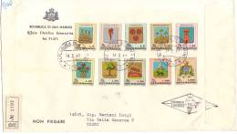 SAN MARINO 1968 FDC SERIE COMPLETA STEMMI - VIAGGIATA RACCOMANDATA - Briefe U. Dokumente