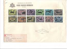 SAN MARINO 1970  FDC SERIE COMPLETA SEGNI ZODIACO - VIAGGIATA RACCOMANDATA - Briefe U. Dokumente