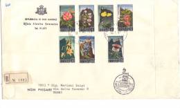 SAN MARINO 1967 FDC SERIE COMPLETA FIORI - VIAGGIATA RACCOMANDATA - Storia Postale