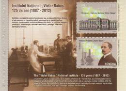 Romania 2012 - Victor Babes National Institute - Stamps Day / Block - Ungebraucht