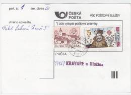 Czech Republic Postal Card, Stationery. Kravare U Hlucina 20.9.97. (F02029) - Postcards