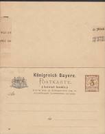 Bayern Postal Stationery Ganzsache Entier 3 Pf. M. Antwort Bezahlt 1892 Wappen 4 (2 Scans) - Interi Postali