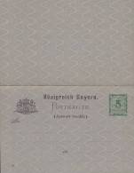 Bayern Postal Stationery Ganzsache Entier 5 Pf. M. Antwort Bezahlt 1890 Wappen 4 (2 Scans) - Entiers Postaux