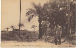 Temvo Belgian Congo (Democratic Rep Of Congo),  Natives OnTrail, Village In Background, C1900s/10s Vintage Postcard - Other & Unclassified