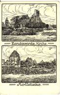 ZANDVOORDE-Belgique-Belgie-Kirche- Eglise  - HOLLEBEKE - Vue Du Village - Carte Dessinée - Flandern-Flandre - 2 SCANS - - Autres & Non Classés