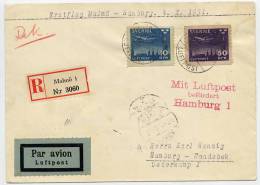 SWEDEN 1931 First Flight Cover Malmö - Hamburg 4.10.31 With Michel 213-14 - Covers & Documents