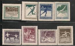 HUNGARY - 1925  SPORTS - SCOUTS Complete Set - MINT H - Yvert # 371/8 - Unused Stamps