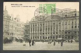 CPI Bruxelles, Grand-place - TCV (timbre Côté Vue, Oblitération 4-9-1910, Flamme Ondulée Bruxelles Exposition 1910 - Flammes