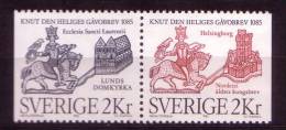 RELIGION HOLY MEN SAINT HEILIGE CANUTE KNUT SWEDEN SUEDE SCHWEDEN 1985 MNH MI 1334 1335 Slania - Teologi