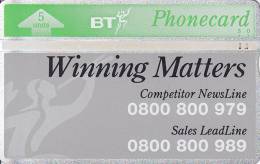 United Kingdom, BTI-051, Winning Matters.  CN : 2324E  Catalogued At £8 - BT Interne Uitgaven