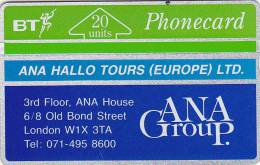 United Kingdom, BTP-049,  Ana Hallo Tours,  Mint. Only 4500 Issued, Catalogued At £5 - BT Emissions Privées